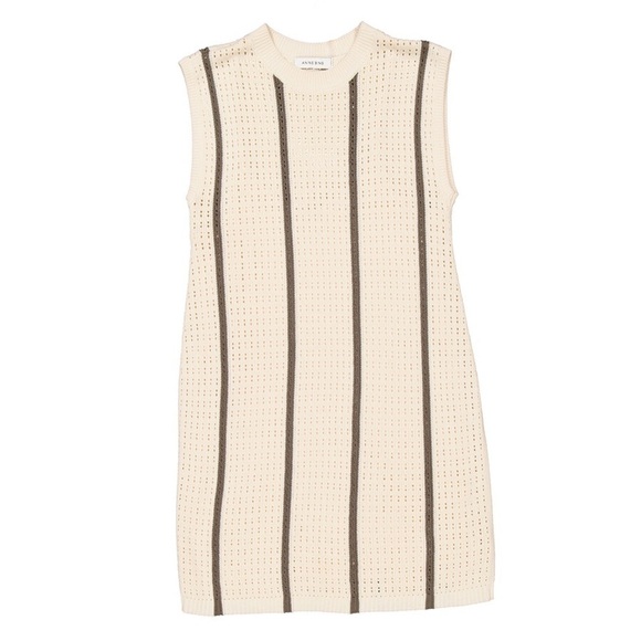 Anine Bing Dresses & Skirts - NWT ANINE BING CREAM OLIVE GREEN SLEEVELESS MINI DOUBLE LINED SWEATER DRESS